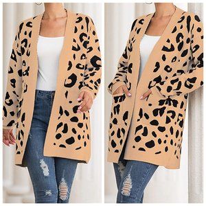 ASOS Leopard Print Open Front Pocket Cardigan